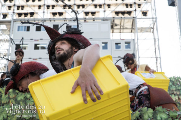 Vevey, le 2 juillet, répétition de la fête des vignerons dans l'arène. - Choristes-percussionnistes, Fourmis, Percussionnistes, Répétitions, Sauterelles, Photographies de la Fête des Vignerons 2019.