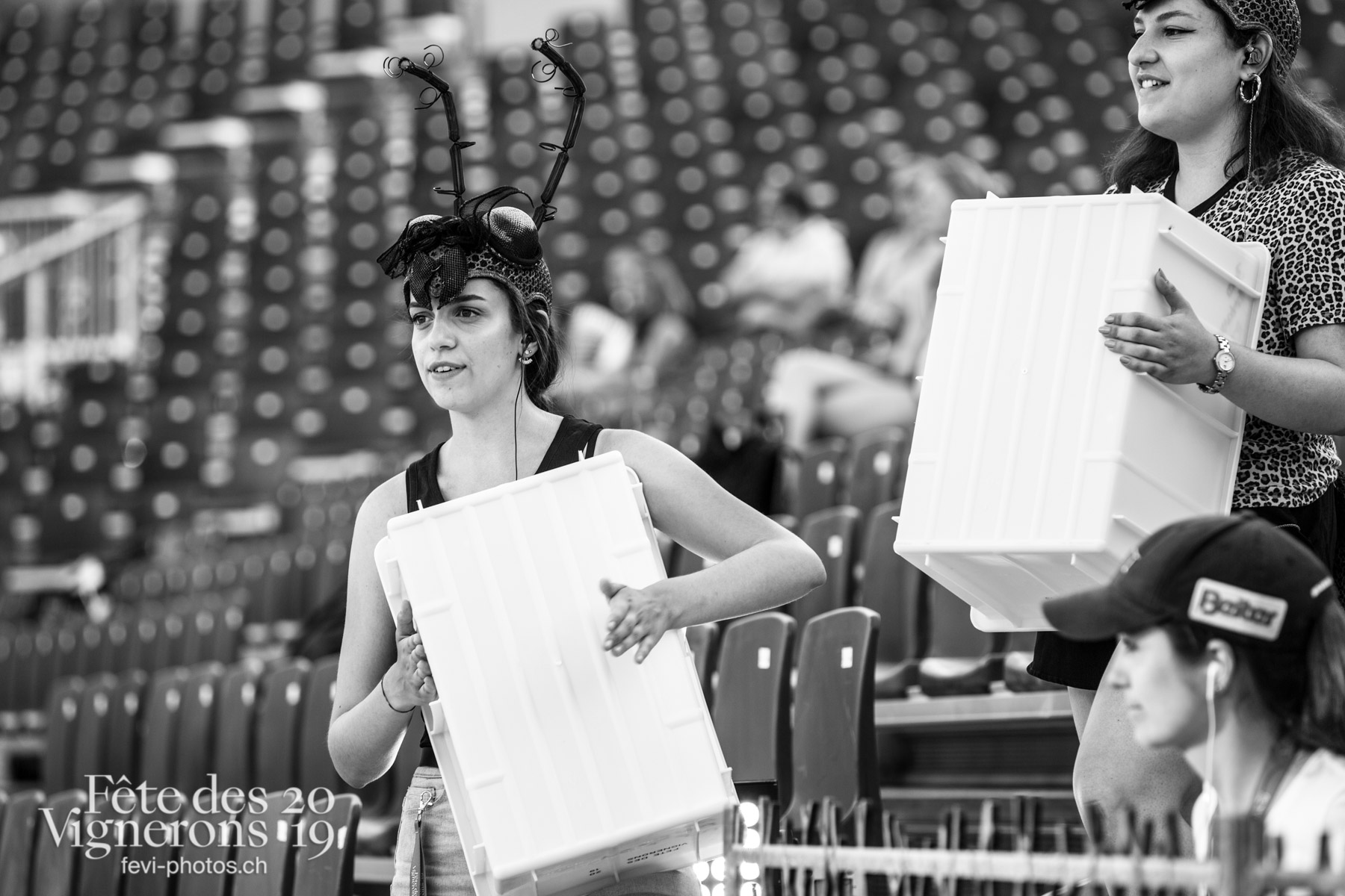 Vevey, le 2 juillet, répétition de la fête des vignerons dans l'arène. - Choristes-percussionnistes, Fourmis, Percussionnistes, Répétitions, Sauterelles, Photographies de la Fête des Vignerons 2019.