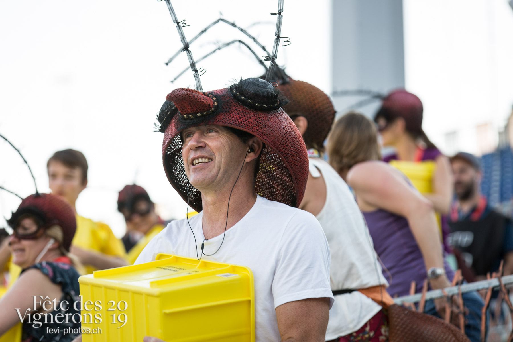 Vevey, le 2 juillet, répétition de la fête des vignerons dans l'arène. - Choristes-percussionnistes, Fourmis, Percussionnistes, Répétitions, Sauterelles, Photographies de la Fête des Vignerons 2019.
