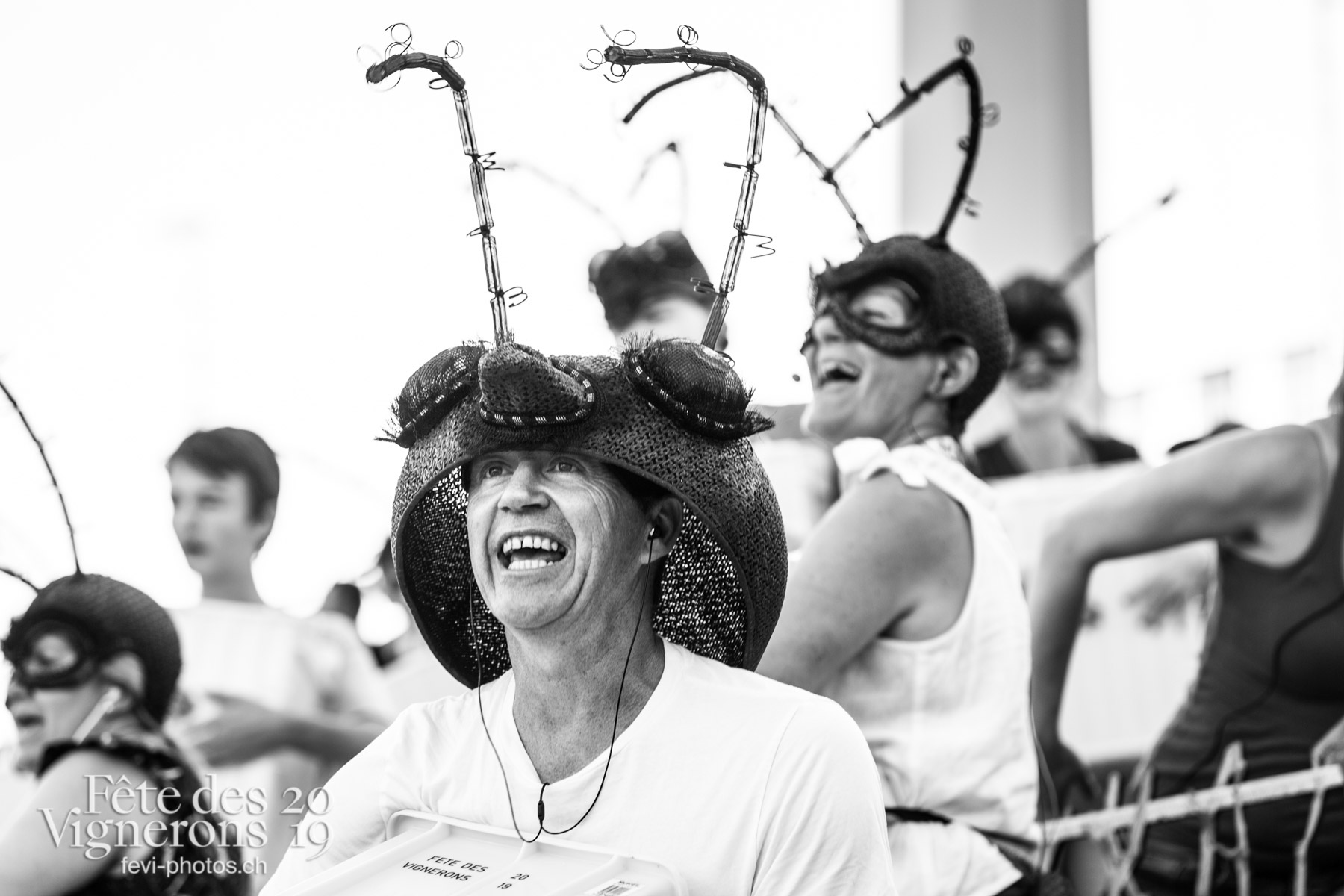 Vevey, le 2 juillet, répétition de la fête des vignerons dans l'arène. - Choristes-percussionnistes, Fourmis, Percussionnistes, Répétitions, Sauterelles, Photographies de la Fête des Vignerons 2019.