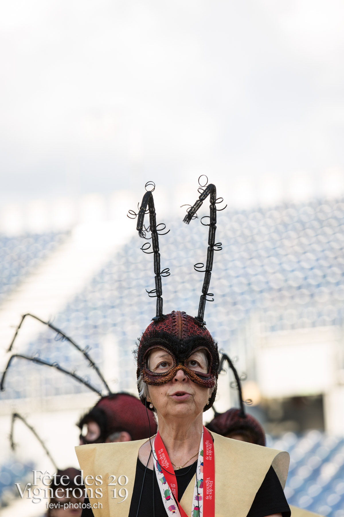Vevey, le 2 juillet, répétition de la fête des vignerons dans l'arène. - Choristes-percussionnistes, Fourmis, Percussionnistes, Répétitions, Sauterelles, Photographies de la Fête des Vignerons 2019.