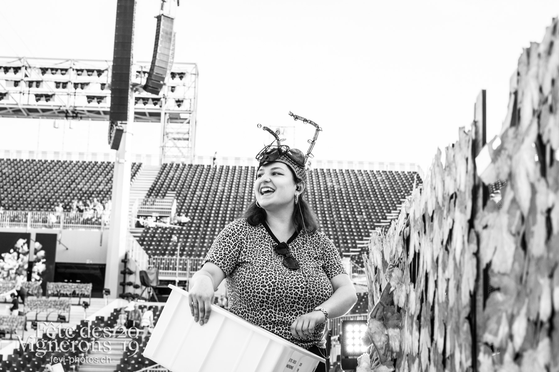 Vevey, le 2 juillet, répétition de la fête des vignerons dans l'arène. - Choristes-percussionnistes, Fourmis, Percussionnistes, Répétitions, Sauterelles, Photographies de la Fête des Vignerons 2019.