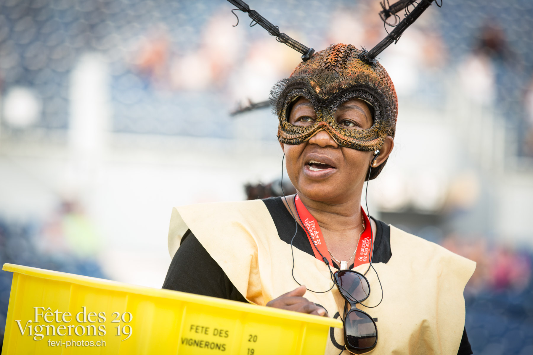 Vevey, le 2 juillet, répétition de la fête des vignerons dans l'arène. - Choristes-percussionnistes, Fourmis, Percussionnistes, Répétitions, Sauterelles, Photographies de la Fête des Vignerons 2019.