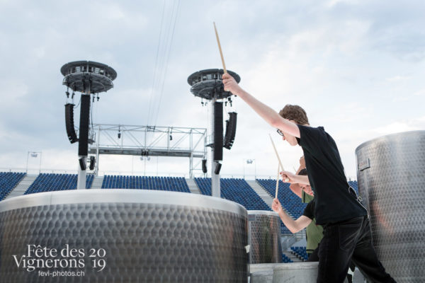 Vevey, le 24 mai 2019, répétition fête des vignerons. - Choristes-percussionnistes, Fourmis, Percussionnistes, Répétitions, Sauterelles, Vendanges, Photographies de la Fête des Vignerons 2019.