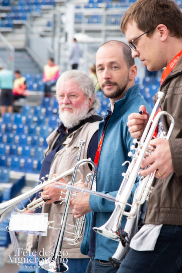 Répétition arène - Arène, Coulisses, Harmonie de la Fête, Musiciens de la Fête, Musiciens harmonie, Répétitions, Photographies de la Fête des Vignerons 2019.